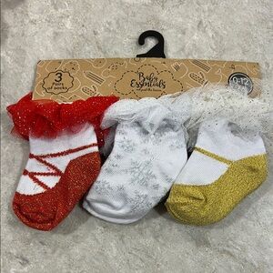 Baby Essentials Red, White, and Gold Socks Set